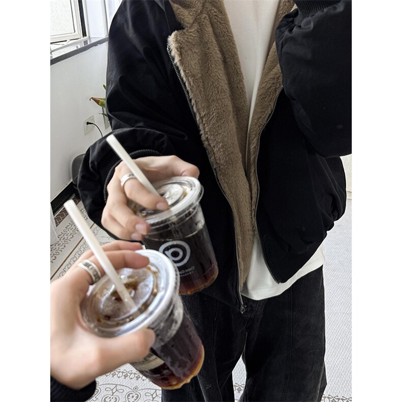 两面穿现货重磅短款座山雕棉衣男女双面穿毛毛绒棉服加厚外套,男装棉衣,电商A486-1