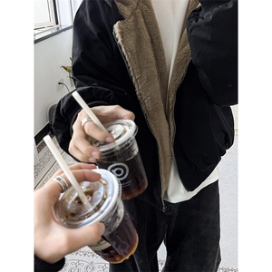 两面穿现货重磅短款座山雕棉衣男女双面穿毛毛绒棉服加厚外套图片