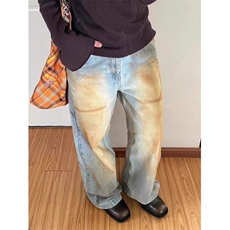WE1881-P50美式复古黄泥洗水牛仔休闲裤男女高街嘻哈，男装休闲裤，电商B323A