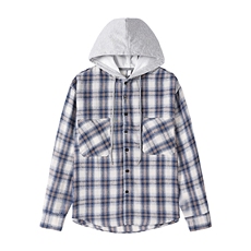 连帽男女同款格子衬衫春秋季日系衬衣外套宽松长袖外套YY8861，男装衬衫，星座1206（原A206）