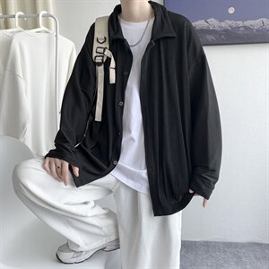 21秋冬情侣中性港风宽松褶皱衬衫外套学生夹克衬衫男女H208/P55，男装衬衫，钱塘713