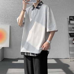 短袖男夏季新款港风宽松假两件体恤上衣DX3302-P32图片