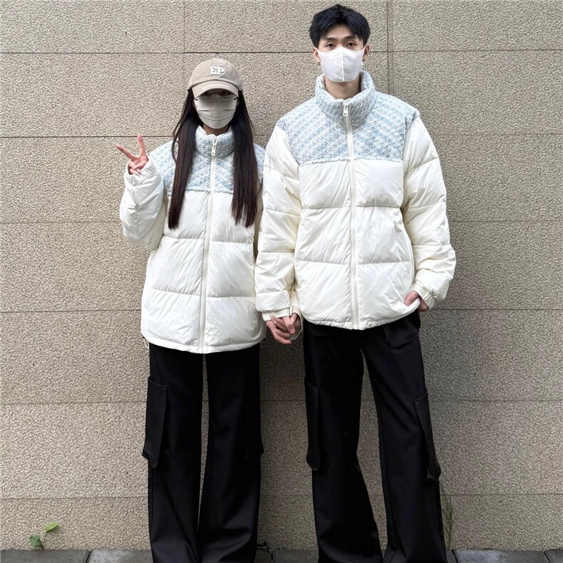 情侣小香风拼接立领棉服外套韩系加厚保暖面包服棉衣Y321-P88网图,女装棉衣/棉服,电商B245