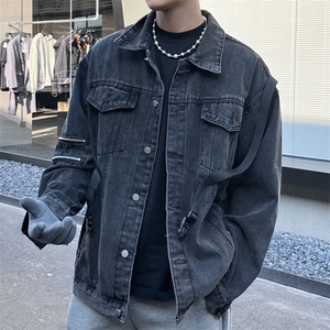 2024春秋牛仔外套男百搭水洗做旧休闲潮牌高街痞帅夹克JK1065-P85,牛仔百搭怎么搭配好看图片