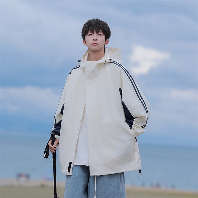 JK7832-P752025秋季新款拉条连帽防水宽松夹克外套,男装夹克,星座109-1
