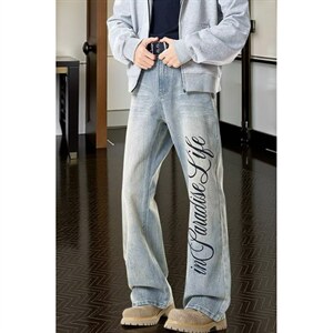 微喇牛仔裤男春秋美式高街vibe裤子修身显瘦直筒弯刀裤 N62，男装牛仔裤，星座1116A（原606A-3）