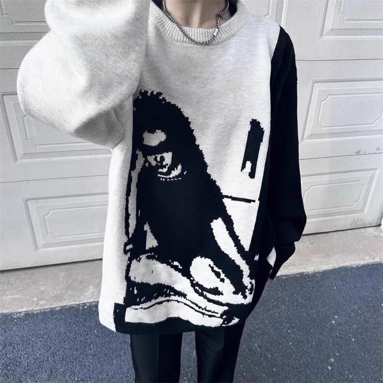 新款高街冬季新款慵懒风宽松毛衣男女装宽松情侣上衣LMY5088-P50,男装针织衫/毛衣,星座1008