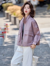 2025秋季新款休闲百搭夹克冲锋衣宽松立领短款外套女，女装短外套，E百度
