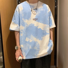 夏天扎染短袖t恤男新ins日系原宿风网红设计感港风上衣T577-P26，男装T恤，星座512-2