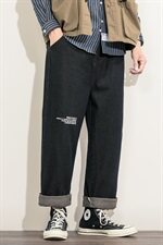 2021春秋季新日系白墙大码男字母印花直筒阔腿裤牛仔裤N8027-P50，男装牛仔裤，电商A001