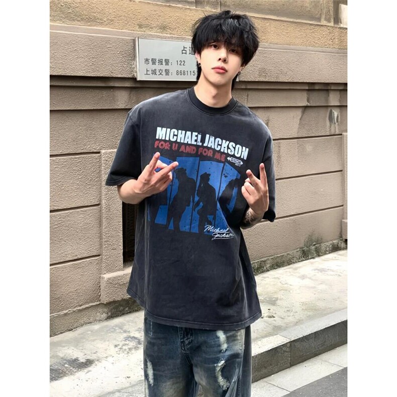 港风休闲韩版水洗短袖T恤D328-QBS01-P38,男装T恤,电商D328