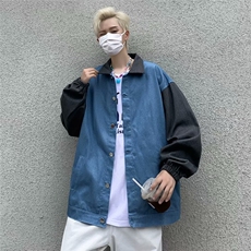 拼接牛仔外套男2024新款春秋美式复古夹克衫潮牌宽松痞LS97-P50，男装夹克，星座1109-3