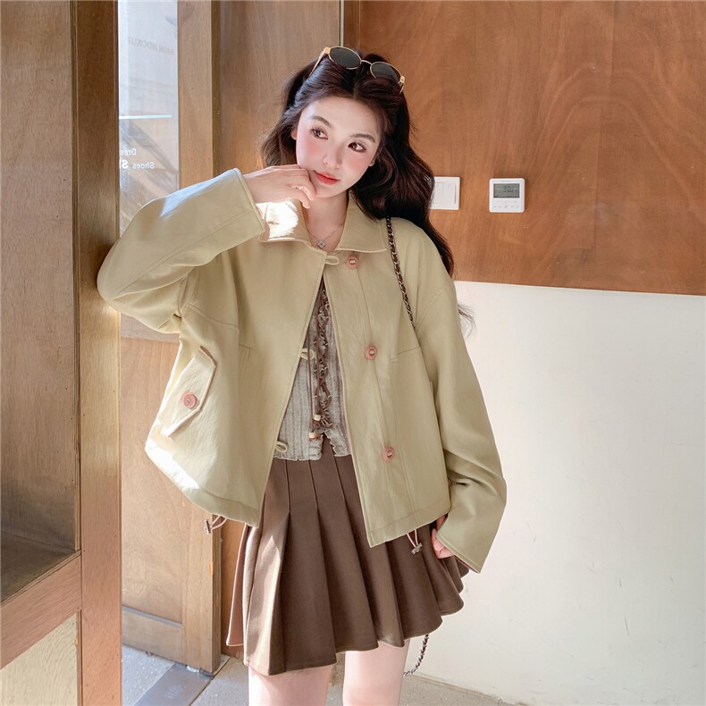 已出货春装新款~拼色皮衣外套女1楼南36-39吾爱衣-A15-P145-K258,女装皮衣,1C083