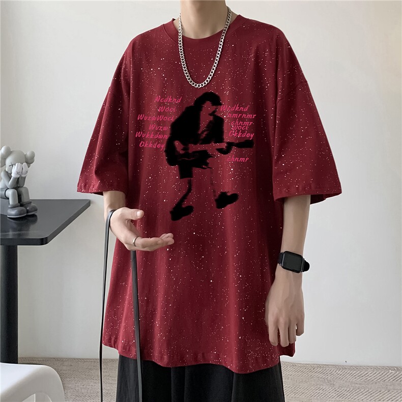 260克重磅双纱纯棉潮流T恤印花满天星二开短袖RH7906-特P28,男装T恤,星座610B-1