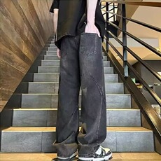 春秋新款男士裤子复古高街牛仔裤宽松直筒阔腿长裤N1080-P40，男装牛仔裤，星座208-5