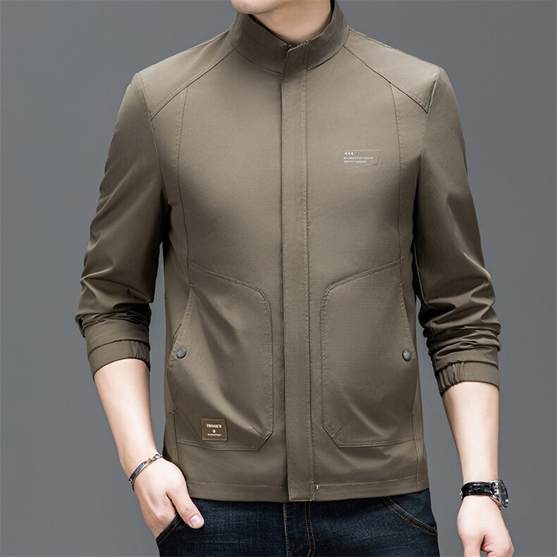 春季夹克男装立领中年商务休闲纯色茄克衫上衣服BSNA131-P115,男装夹克,星座1105-3
