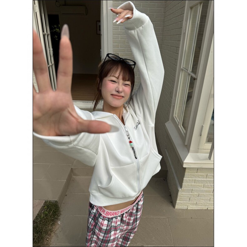 重磅美式开衫拉链休闲百搭卫衣外套男女潮牌初春秋2025新款慵懒风,女装短外套,星座506A