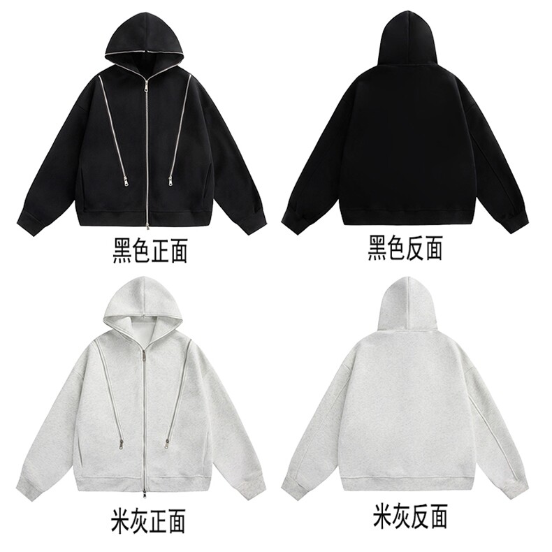 秋季重磅380克全棉直播拉链套头连帽卫衣外套AH910-P47,女装短外套,星座610B-1