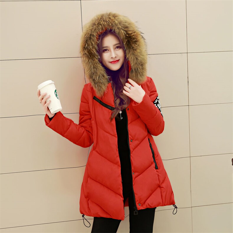 时尚保暖女士棉服绿色长款羽绒服冬季新款加厚外套修身显瘦大毛领设计百搭潮流女装,女装棉衣/棉服,超帛
