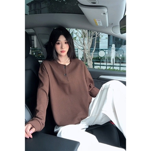 秋季新款2025现货美式休闲亨利领卫衣男高级感长袖T恤衫-A2208P35图片