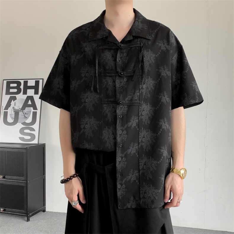 夏装2026小众新中式盘扣复古衬衫男女同款中性上衣唐装汉服汉服,男装衬衫,星座909