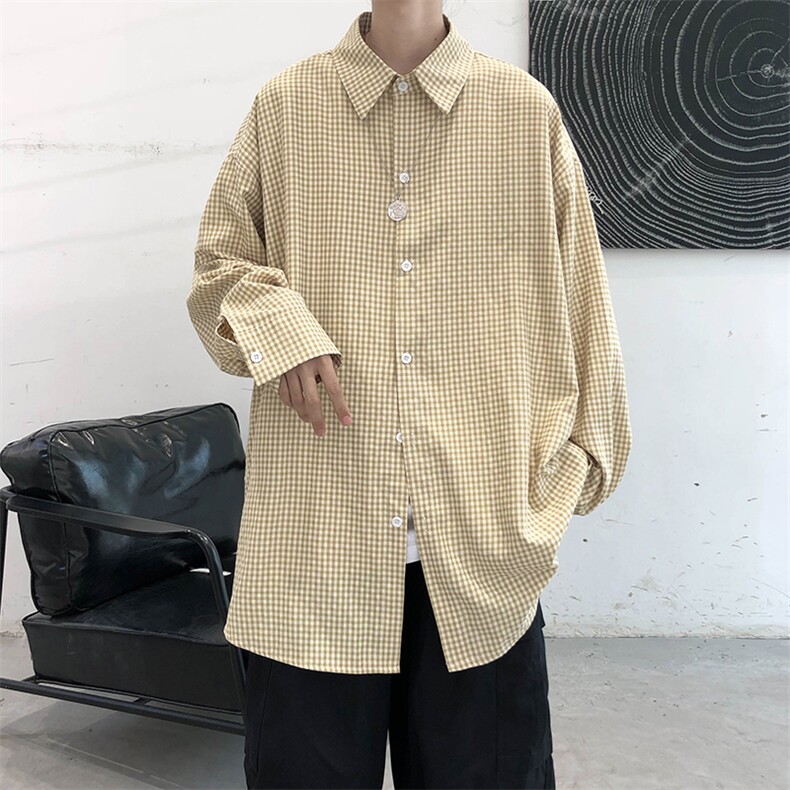 早秋新款千鸟格长袖衬衫宽松青年衣服男A071-C09-P38,男装衬衫,电商A071
