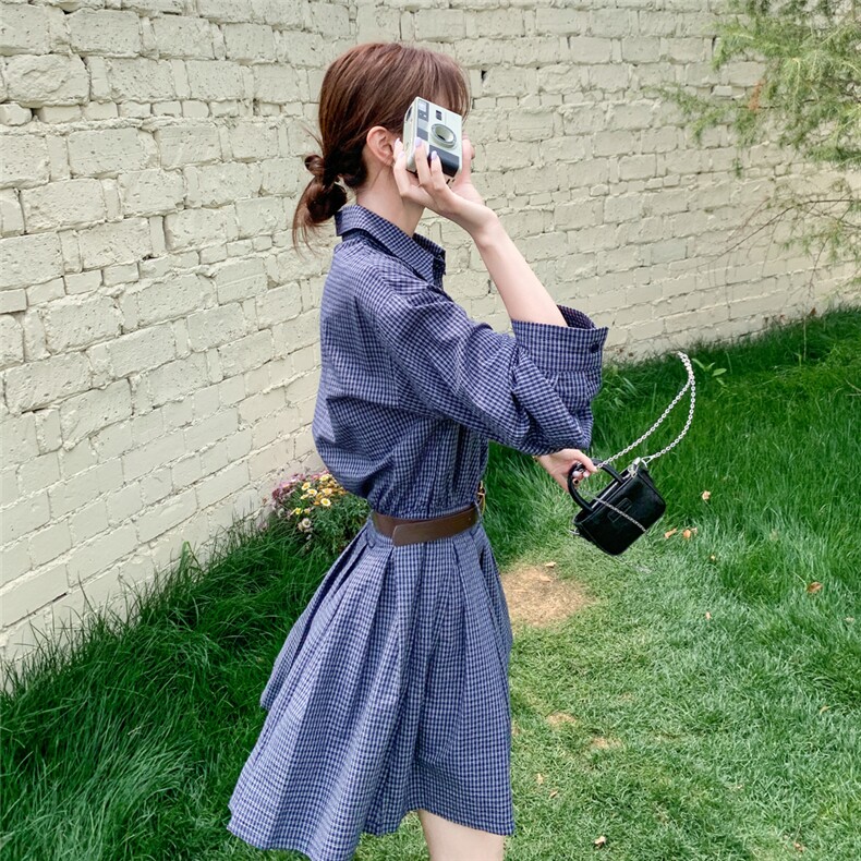 薄款防晒衬衫格子连衣短裙送皮带2C167-825-P135-K188,女装连衣裙,2C167