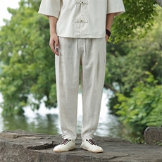 纯亚麻脚口盘扣休闲裤星座815-8612p110，男装休闲裤，星座815（原A203）