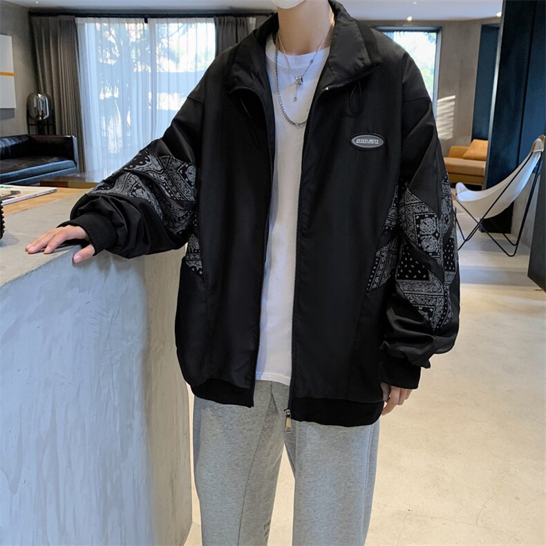 XZ213-19JK26-P75控88港风大码印花ins潮牌百搭宽松立领夹克外套,男装夹克,星座213
