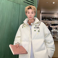 新中式迎客松刺绣棉服外套男款秋冬季青少年防寒保暖棉衣面包服潮，男装棉衣，星座307A