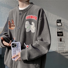 WY10198-特P55控98春款高级感开衫亨利领刺绣贴标上衣卫衣大码男，男装卫衣，电商A059