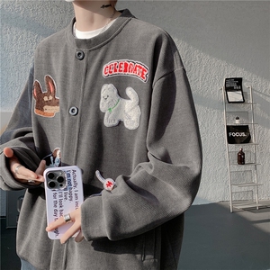 WY10198-特P55 控98春款高级感开衫亨利领刺绣贴标上衣卫衣大码男图片