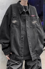 男装牛仔外套2026秋几何图案印花男生翻领夹克XZ514-2-N107-P88，男装工装外套，星座514-2(原B239)