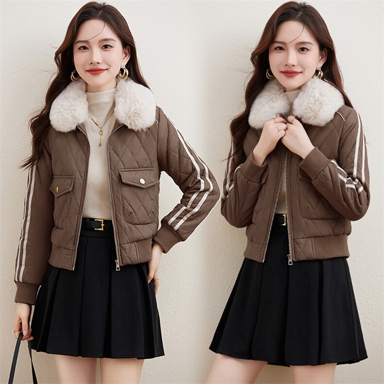 小皮衣棉服女短款2023冬季新款韩版修身显瘦机车服加绒皮夹克外套,女装棉衣/棉服,江南女神