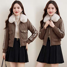 小皮衣棉服女短款2023冬季新款韩版修身显瘦机车服加绒皮夹克外套，女装棉衣/棉服，江南女神