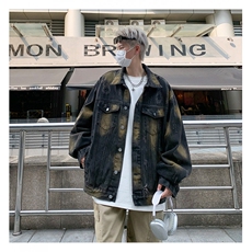 复古牛仔外套男款春秋潮牌痞帅炸街上衣设计感潮流时尚JK1093-P78，男装工装外套，星座1103-3