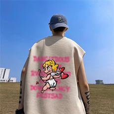 华夫格背心直播高品质重磅220克丘比特印花HB7157-P25控38，男装背心/马甲，星座508（原C305）