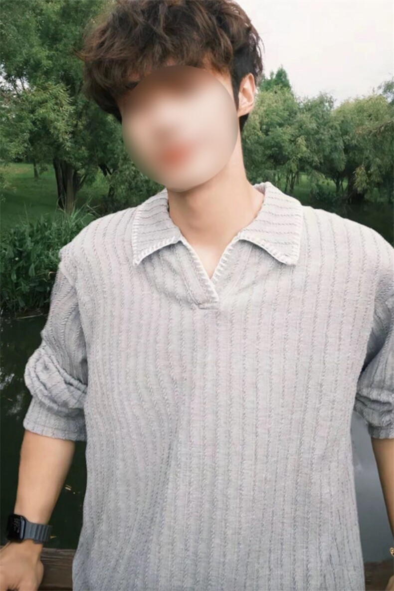 网图慎用翻领手缝线潮流老钱风长袖T恤男大码T24524-特P40控78,男装T恤,电商A001