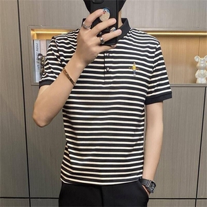 PL3080-P40条纹男士POLO衫短袖修身韩版潮刺绣商务翻领休闲体恤图片