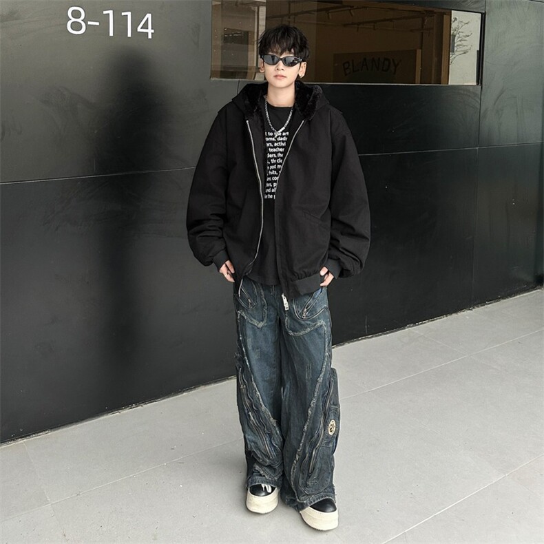 美式复古简约加绒夹克棉服外套男女新款棉袄冬季座山雕HY308/P120,男装棉衣,星座506