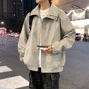 春季潮牌皮衣美式复古情侣翻领PU皮休闲宽松皮夹克外套JK0263-P78图片
