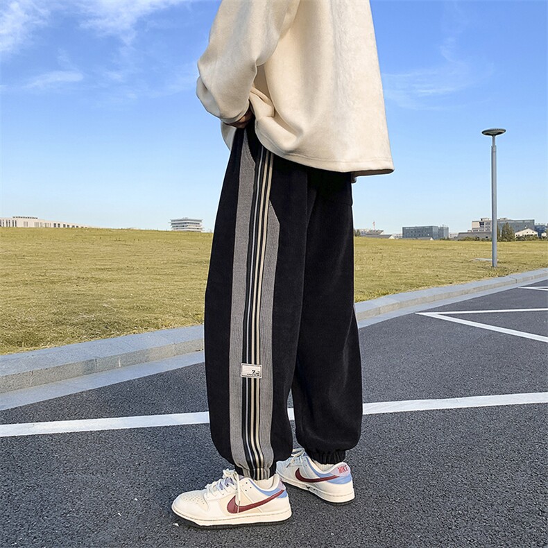 抖音直播品质 欧棉绒裤腰包边港风百搭宽松休闲束脚裤男3366-P55图片
