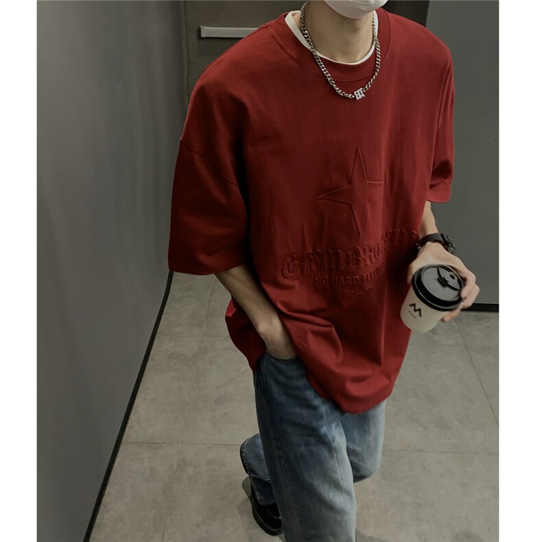 港风钢印多色大码短袖T恤男DT77781P28块特价控55：供抖音视频,男装T恤,星座227-7