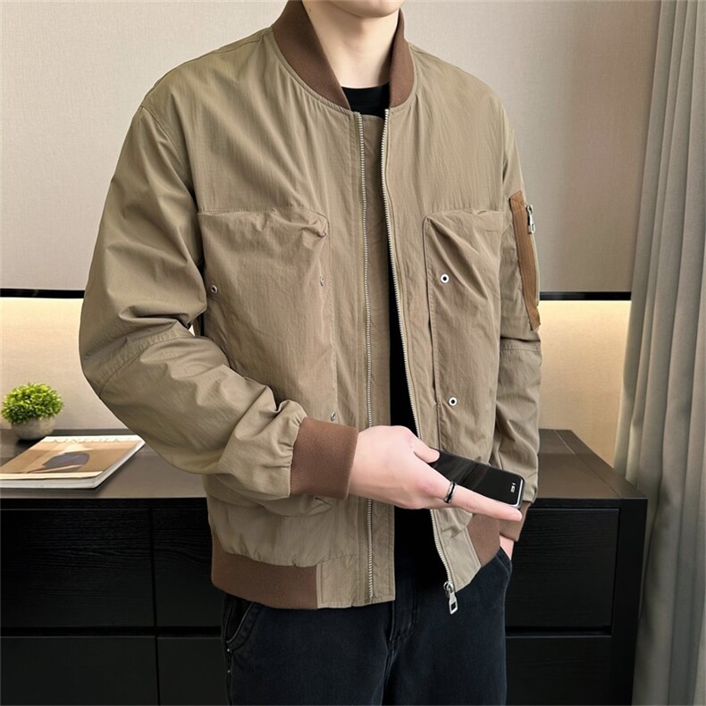 2025春装店主风新款撞色棒球领时尚潮流夹克休闲外套58102-P115,男装夹克,电商A413