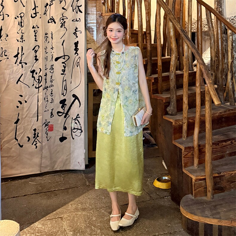 已出大货！新中式前后两穿上衣+半身裙套装6818-P165-K248,女装套装/套裙,2D034