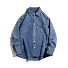 春季牛仔衬衫男日系潮牌cleanfit宽松休闲百搭衬衣外套CY1047-P60，男装衬衫，星座412-2