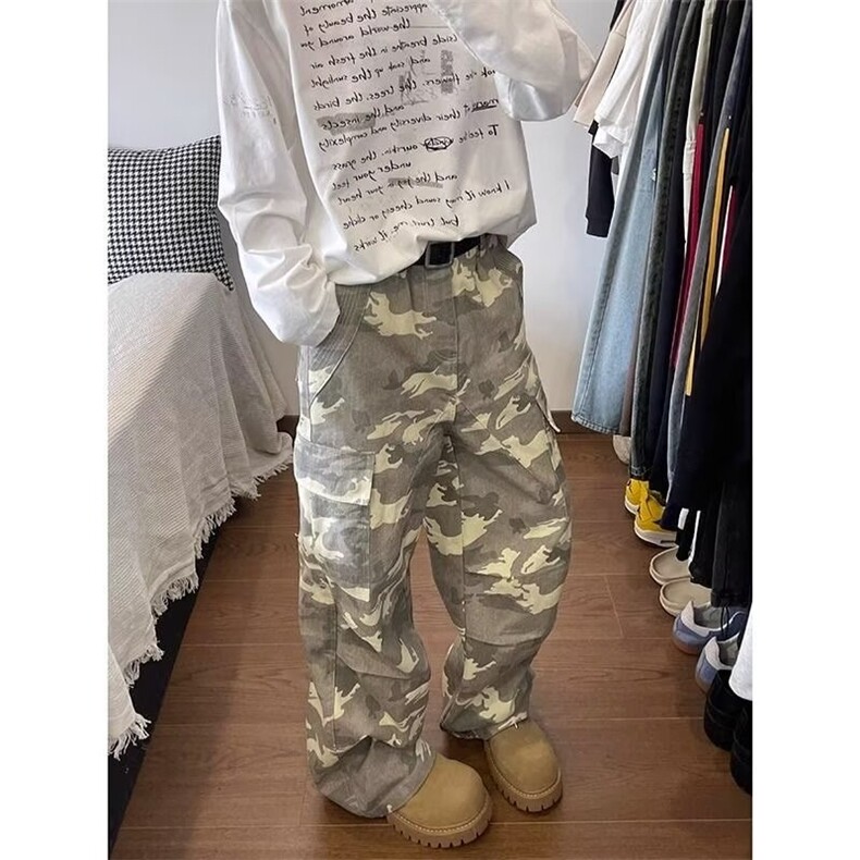 网图迷彩水洗做旧口袋阔腿宽松休闲迷彩口袋工装裤YN283-PO55,男装工装外套,星座1001-1