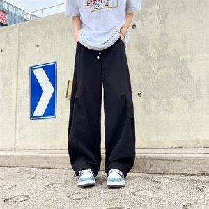 美式弯刀伞兵裤女男夏褶皱工装裤宽松休闲阔腿运动裤子K6479-P40图片