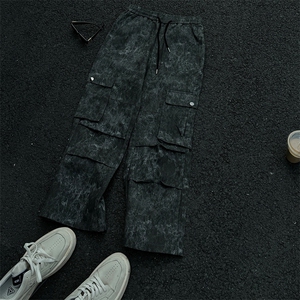 K811-P55大货足同款短裤也有大货男女宽松休闲直筒阔腿裤,长款土黄色羽绒服搭配图片