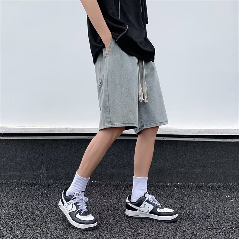 新款高质量休闲短裤潮流五分裤男宽松大码阔腿破洞牛仔高街DK3230,男装牛仔裤,星座1013